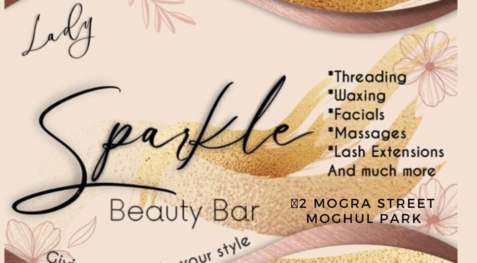 Lady Sparkle Beauty Bar flyer showcasing services in Kimberley, Northern Cape, ZA.