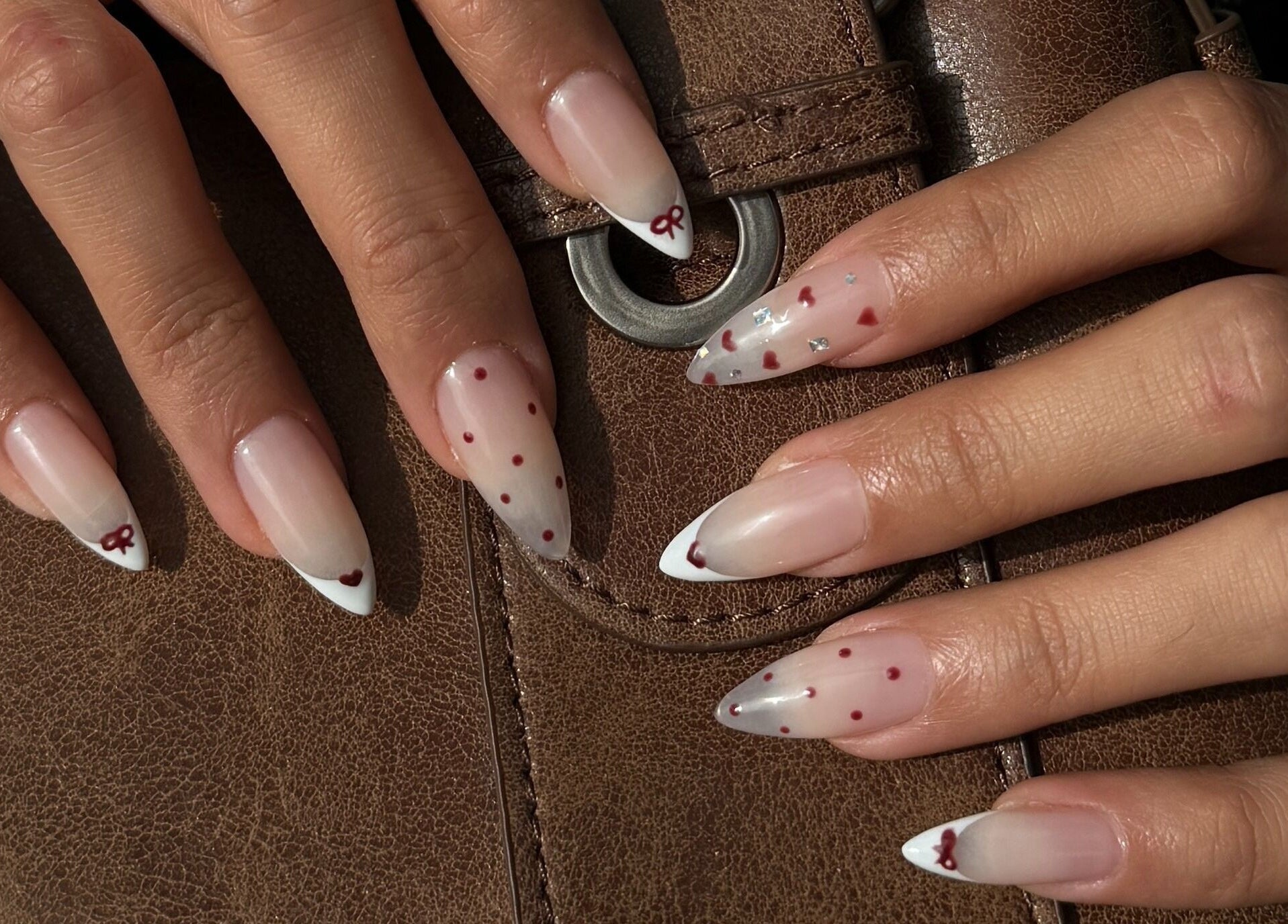 Chic nail art with dotted designs at Artesano Cafe and Nail, Vancouver, British Columbia, CA.