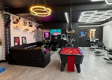 Stylish Razortrim interior with pool table in Birmingham, England, GB.