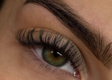 Close-up of curled eyelashes at Beautybyclh, Billericay, England, GB, showcasing professional beauty care.