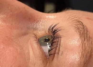 Close-up of enhanced lashes at Audreys Afterglow Esthetics and Permanent Cosmetics, Jackson, Ohio, US.
