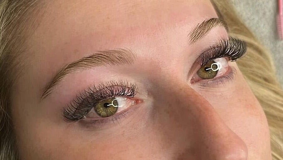 Eyelash extensions at Audreys Afterglow Esthetics and Permanent Cosmetics, Jackson, Ohio, US, showcasing beauty enhancements.