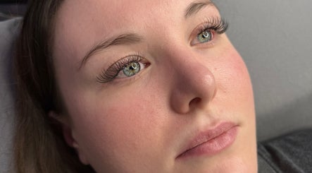 Close-up of expertly applied eyelashes at Audreys Afterglow Esthetics and Permanent Cosmetics, Jackson, Ohio, US.
