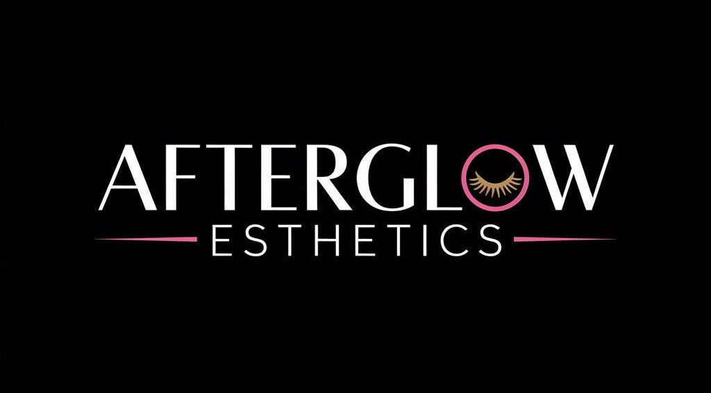 Audreys Afterglow Esthetics and Permanent Cosmetics logo in Jackson, Ohio, US with stylized eyelashes.