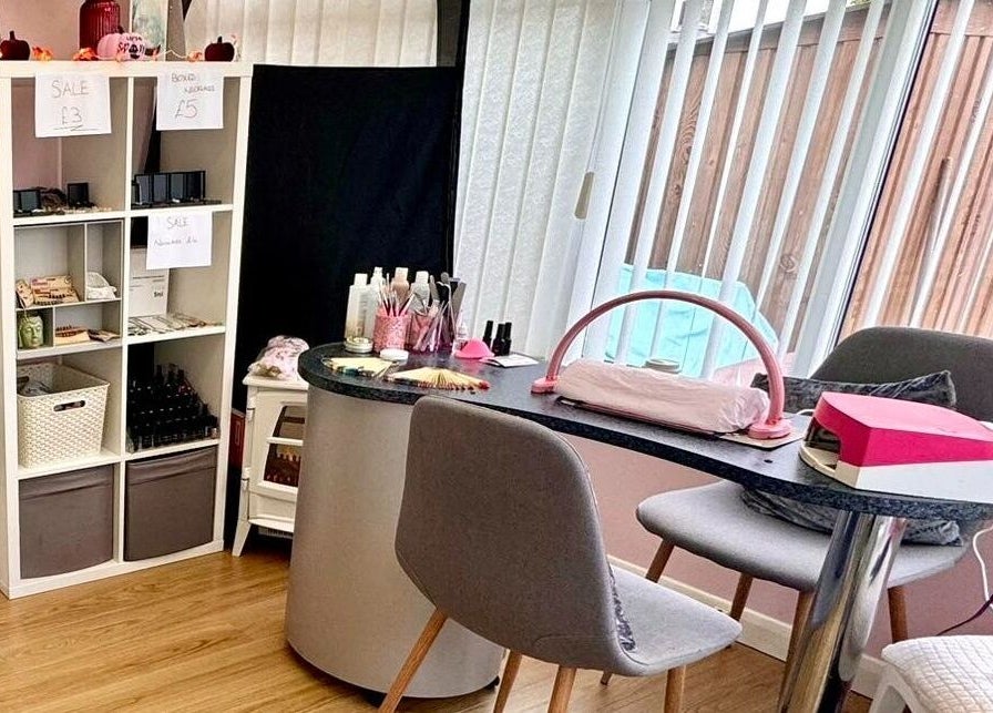 Cozy nail area at Absolute Beauty & Aesthetics, North Hykeham, England, GB with manicure tools and stylish decor.