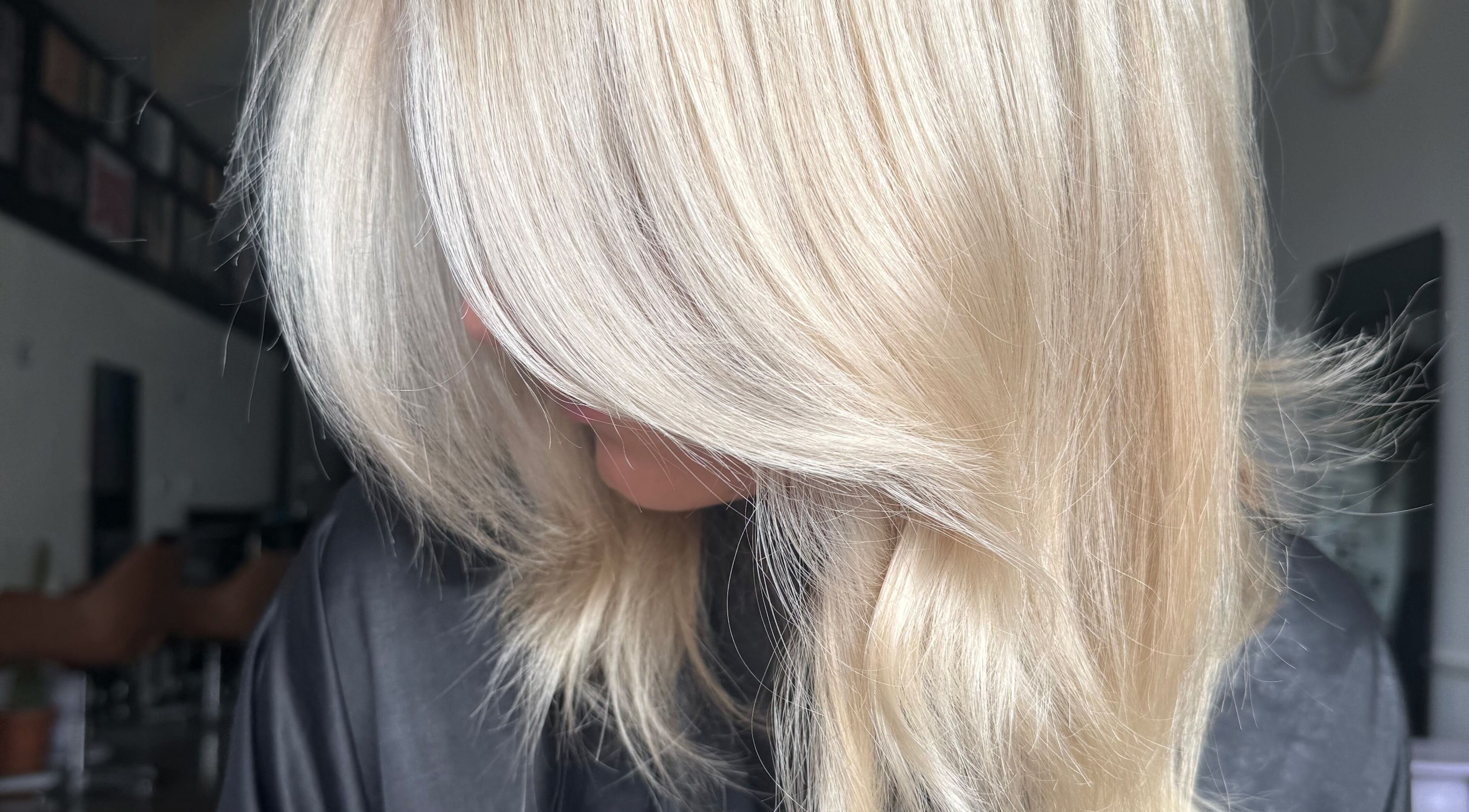 Silky blonde hair styled at Shannon at Daisy Bangs, Forster, New South Wales, AU.