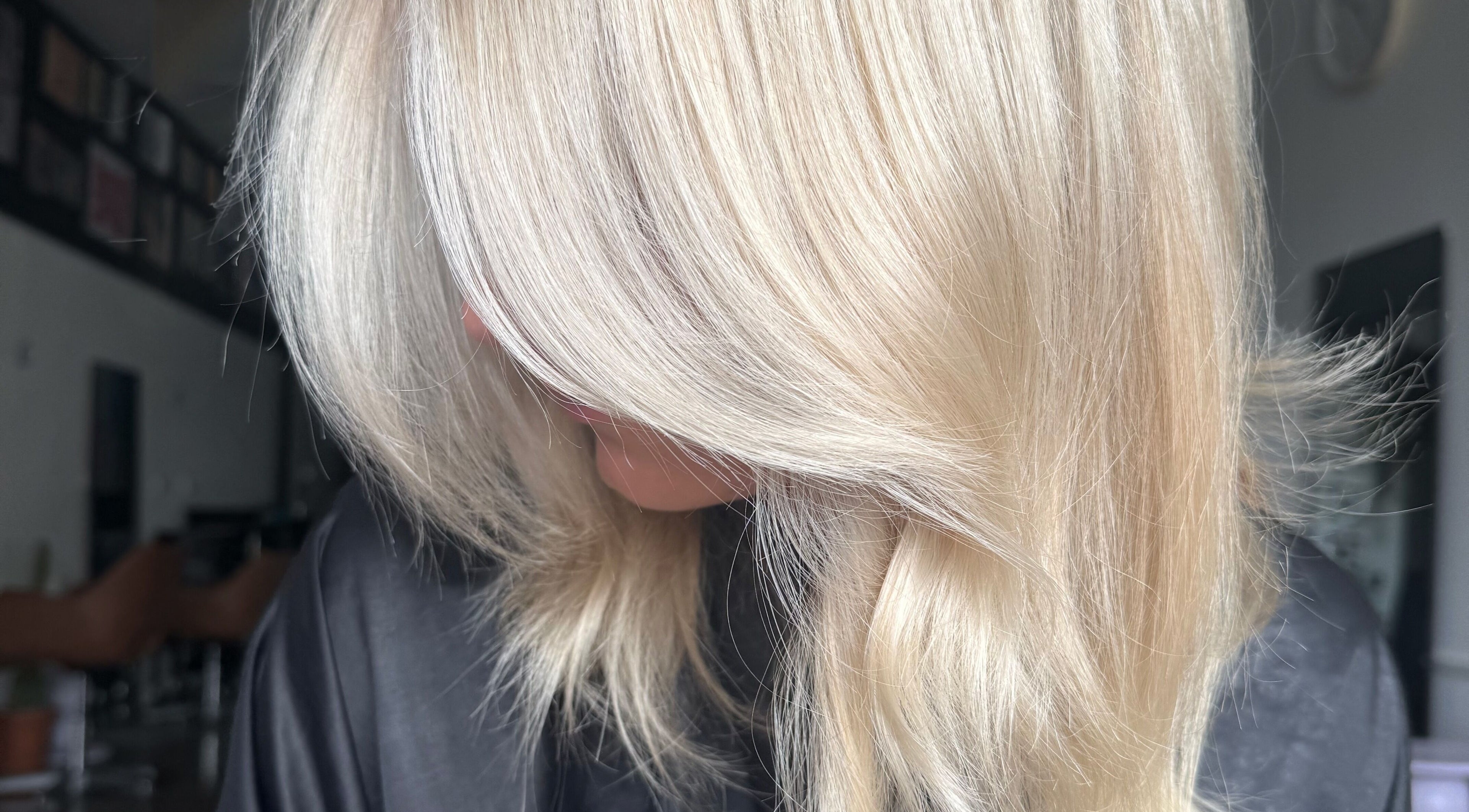 Silky blonde hair styled at Shannon at Daisy Bangs, Forster, New South Wales, AU.