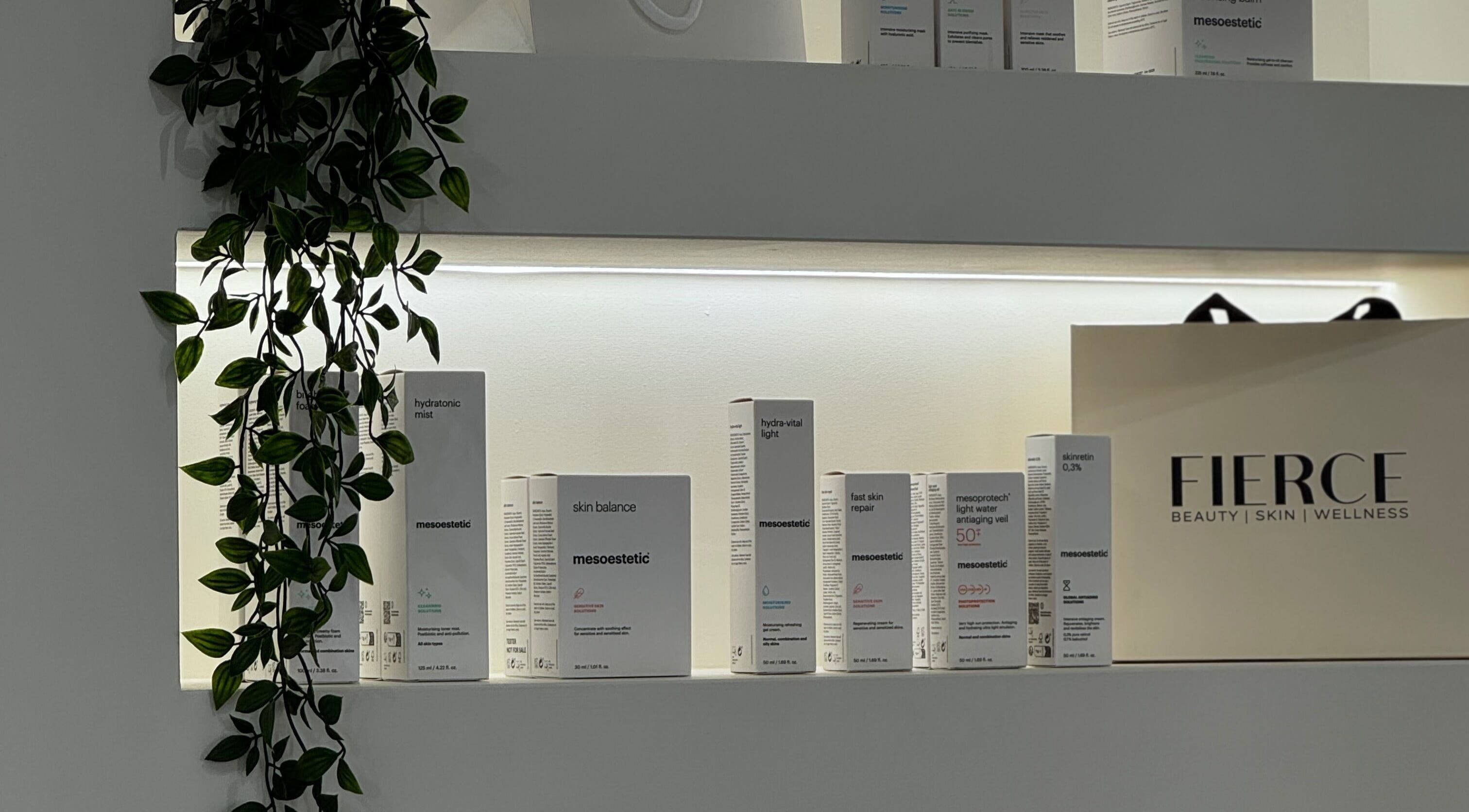 Fierce Wellness Ltd's elegant product display with skincare items in Ingatestone, England, GB.