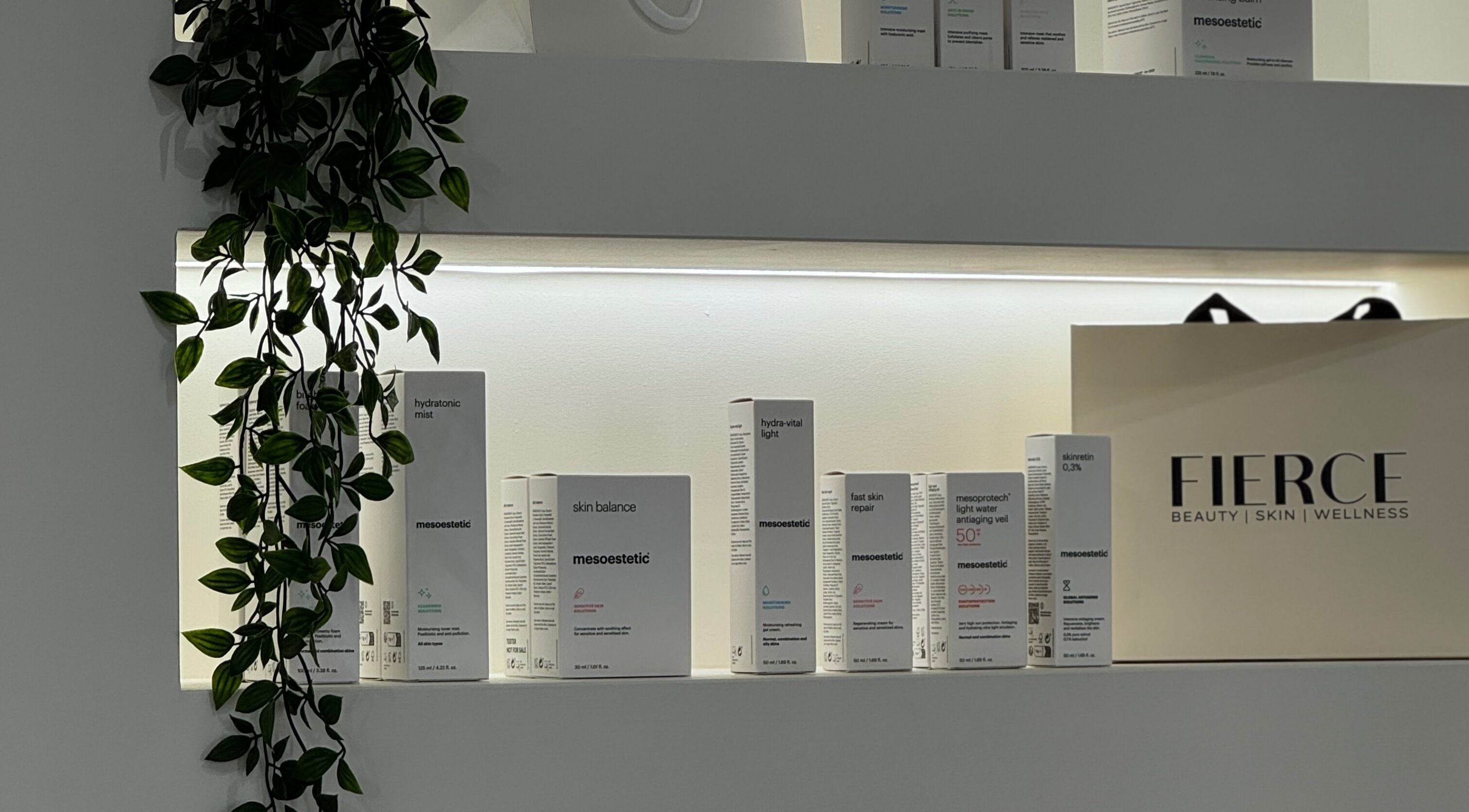 Fierce Wellness Ltd's elegant product display with skincare items in Ingatestone, England, GB.