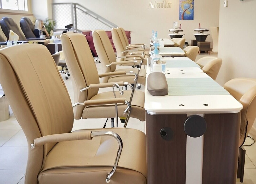 Modern pedicure chairs at Classy Nails in Denver, Colorado, US, showcasing comfort and style.