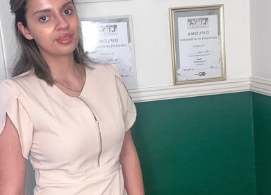 Professional staff member at Brighton Marina Skin Co, Brighton And Hove, England, showcasing qualifications.