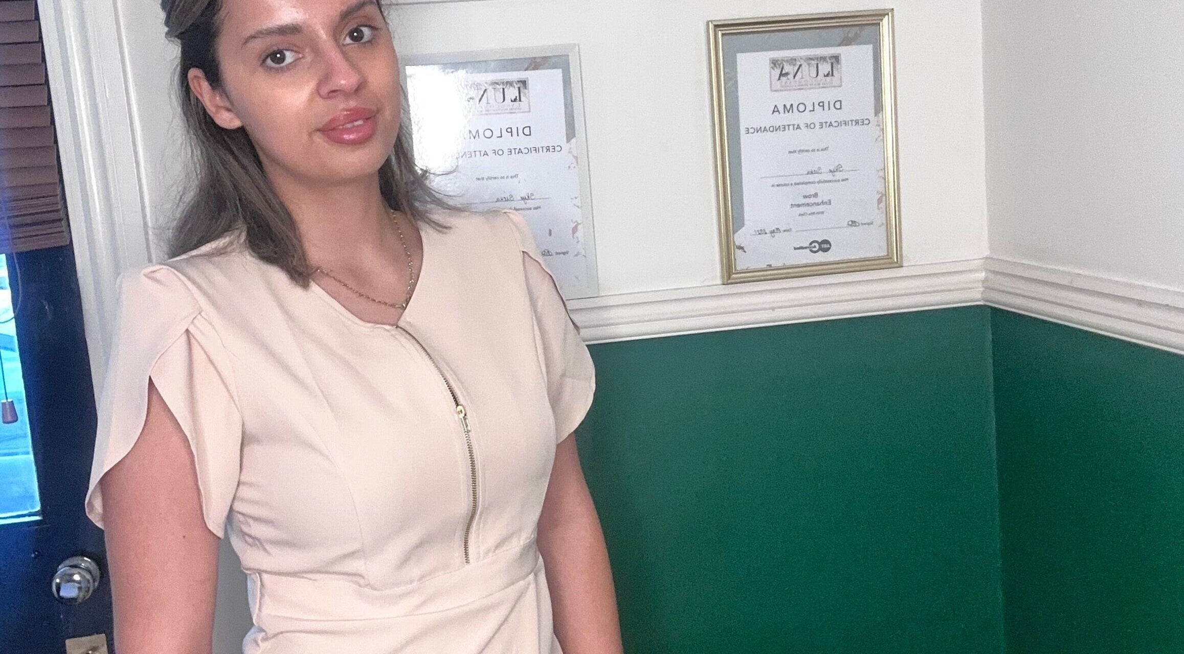 Professional staff member at Brighton Marina Skin Co, Brighton And Hove, England, showcasing qualifications.