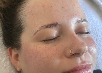 Relaxed client enjoying a facial at Brighton Marina Skin Co, Brighton And Hove, England, GB.