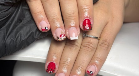 Unique red and nude nail art design at Nails by Eils, Kirkcaldy, Scotland, GB.