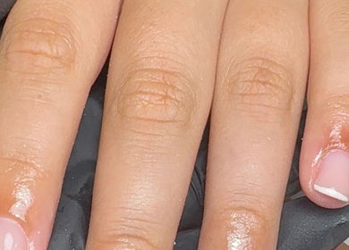 Close-up of a manicured hand showcasing elegant nails at Nails by Eils, Kirkcaldy, Scotland, GB.