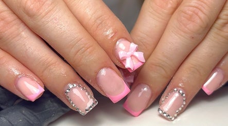 Elegant pink manicure with gems at Nails by Eils, Kirkcaldy, Scotland, GB.