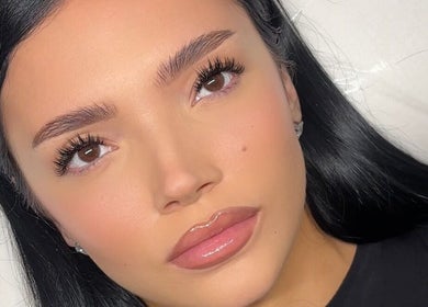 Close-up of a woman's face highlighting makeup at Bynndll, Ajax, Ontario, CA.
