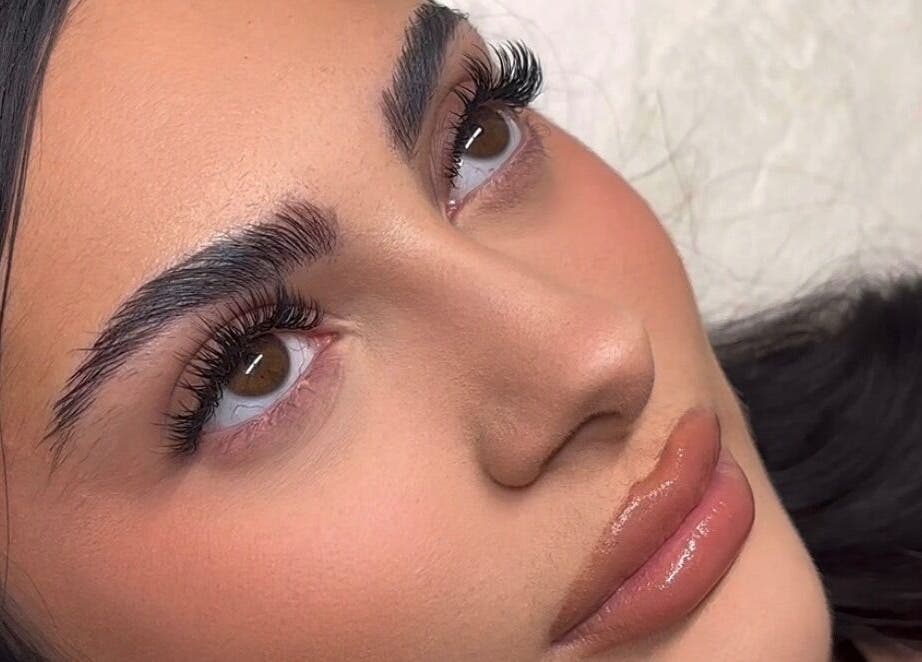 Close-up of elegant eyelash enhancements at Bynndll, Ajax, Ontario, CA, showcasing expert beauty artistry.