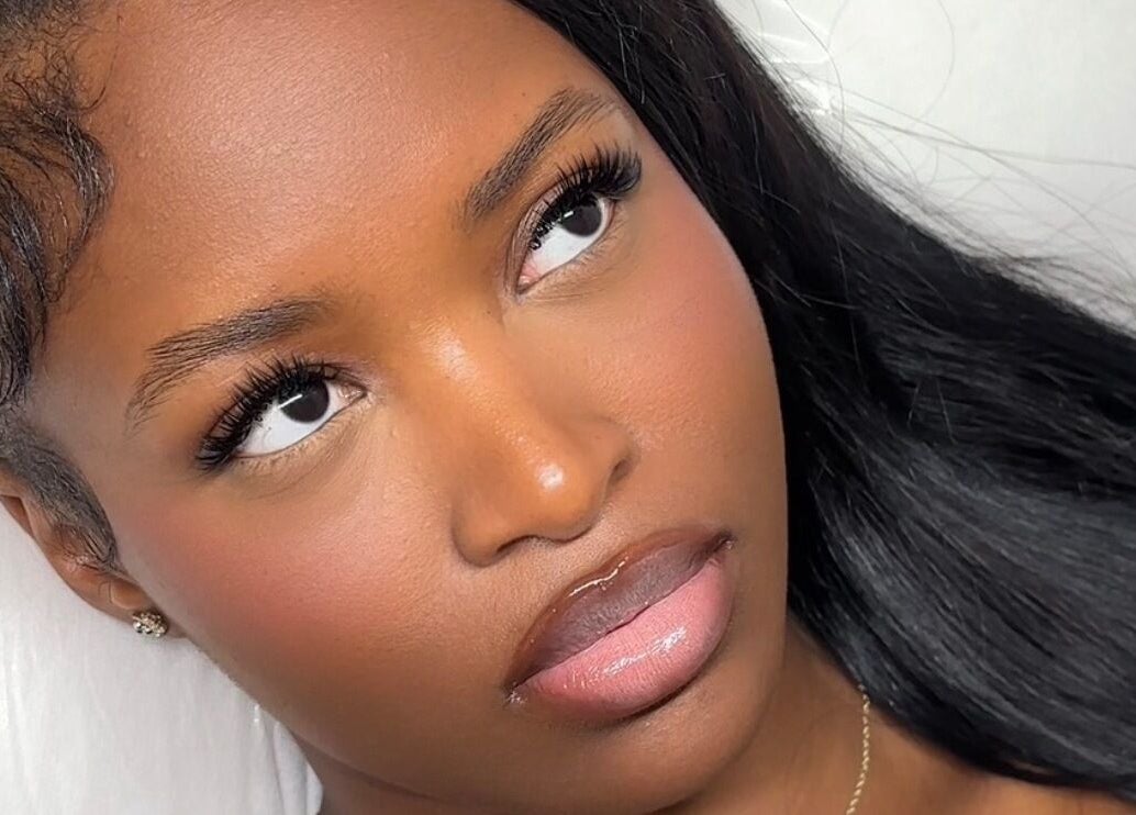 Close-up of a woman's face with flawless makeup at Bynndll, Ajax, Ontario, CA.
