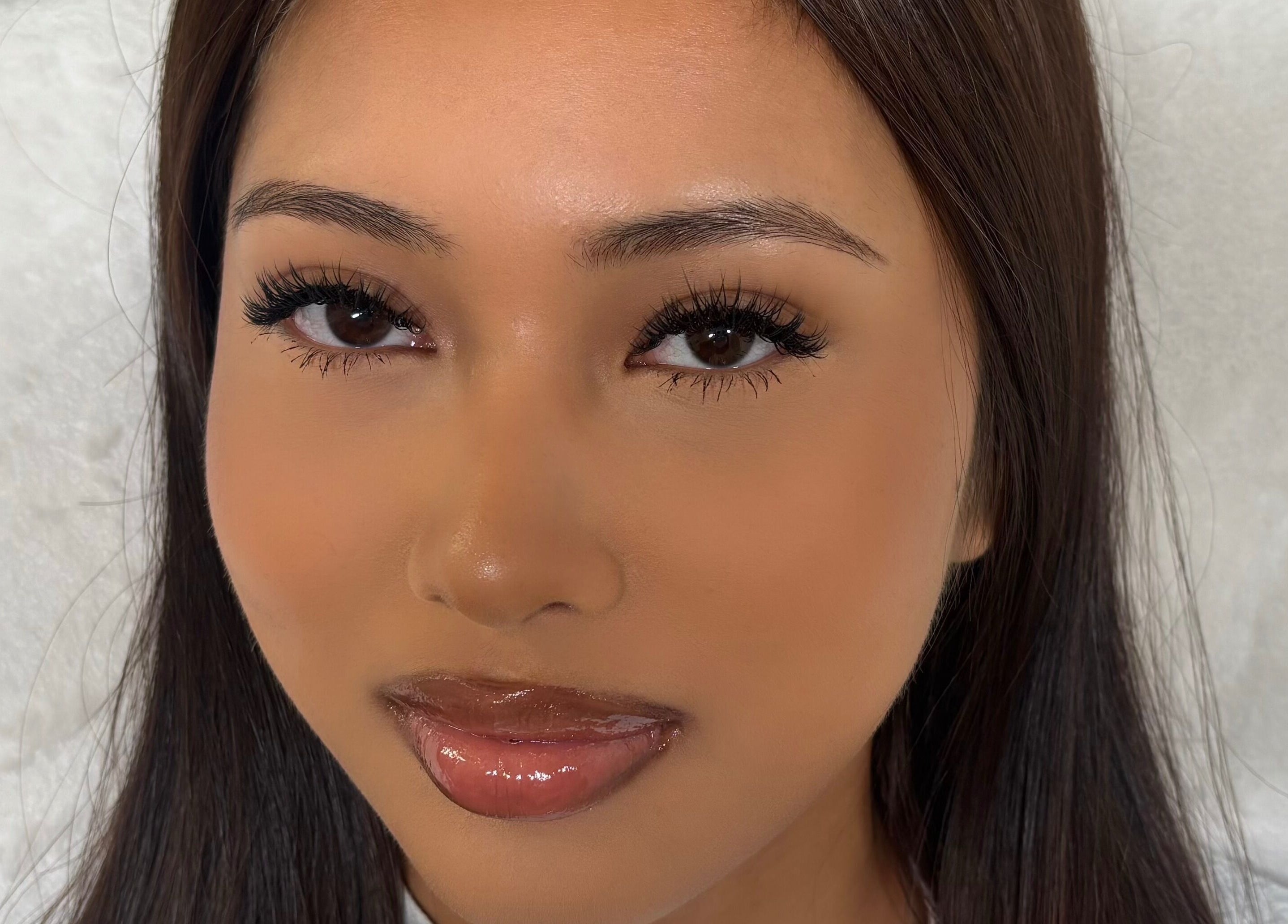 Close-up of flawless makeup at Bynndll, Ajax, Ontario, CA, featuring smooth skin and defined eyes.