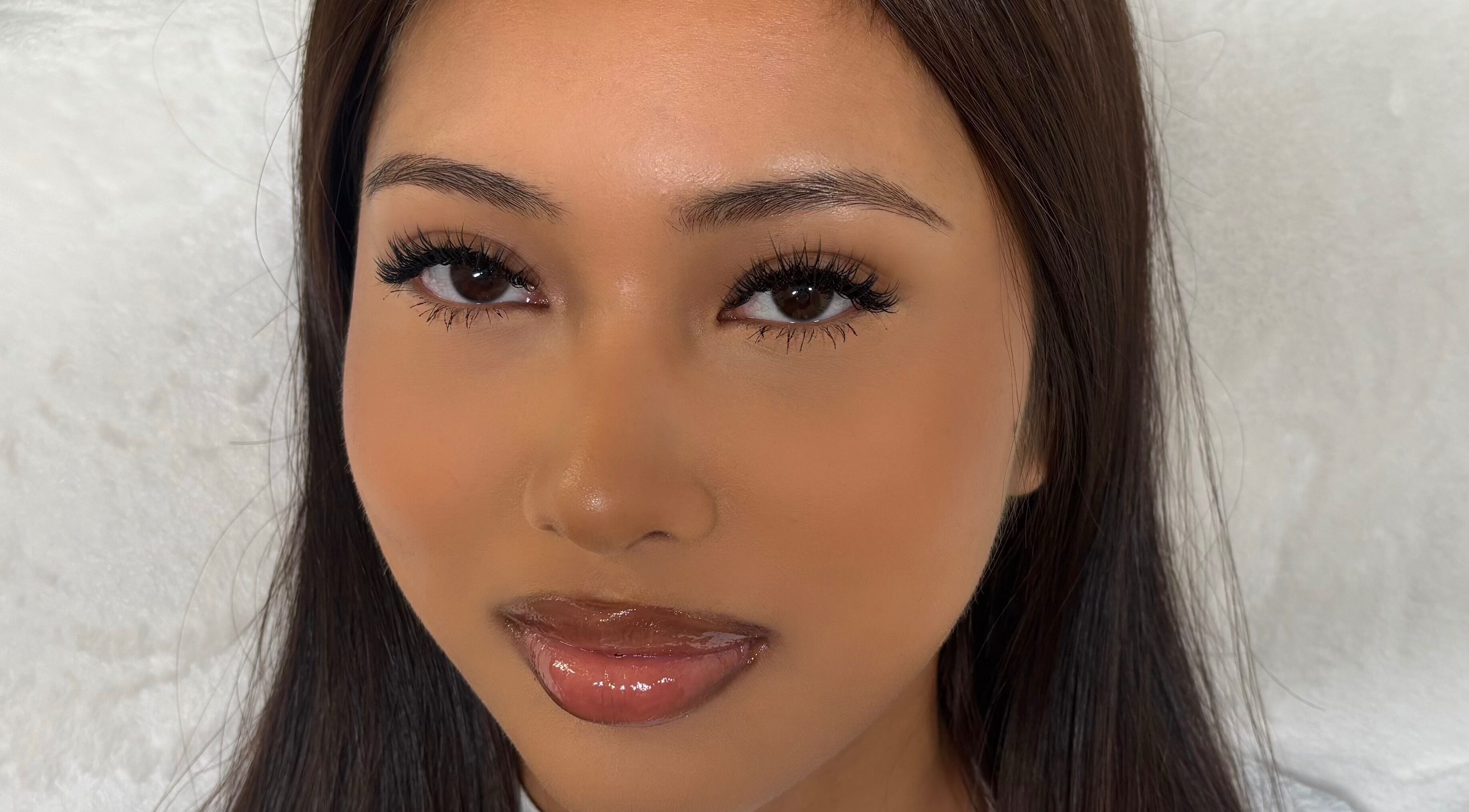 Close-up of flawless makeup at Bynndll, Ajax, Ontario, CA, featuring smooth skin and defined eyes.