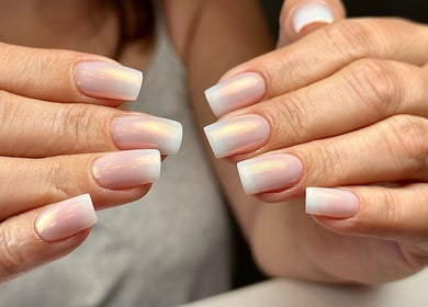 Elegant iridescent nails at Nail Perfection, Armstrong, British Columbia, CA.