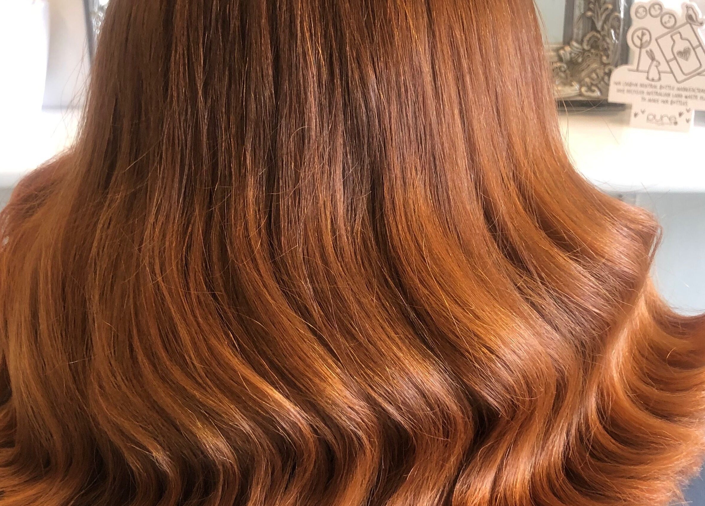 Beautiful ginger waves styled at Hair By April and Co. in Greenpoint, New South Wales, AU salon.