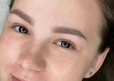 Close-up of perfect eyebrows at Lashqueencoco POINT COOK, Melbourne, Victoria, AU.