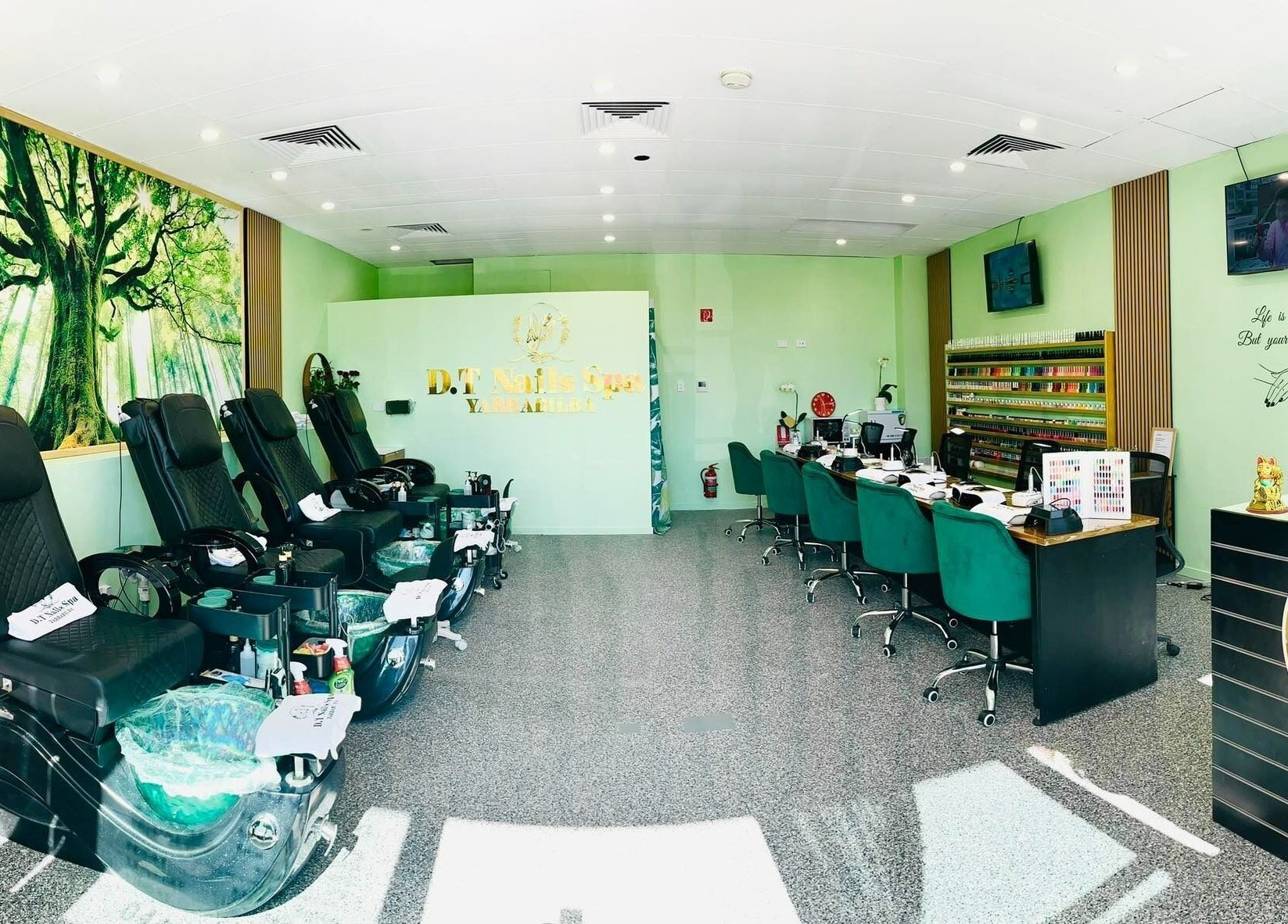 Relaxing interior of D.T Nails Spa Yarrabilba with plush chairs in Yarrabilba, Queensland, AU.