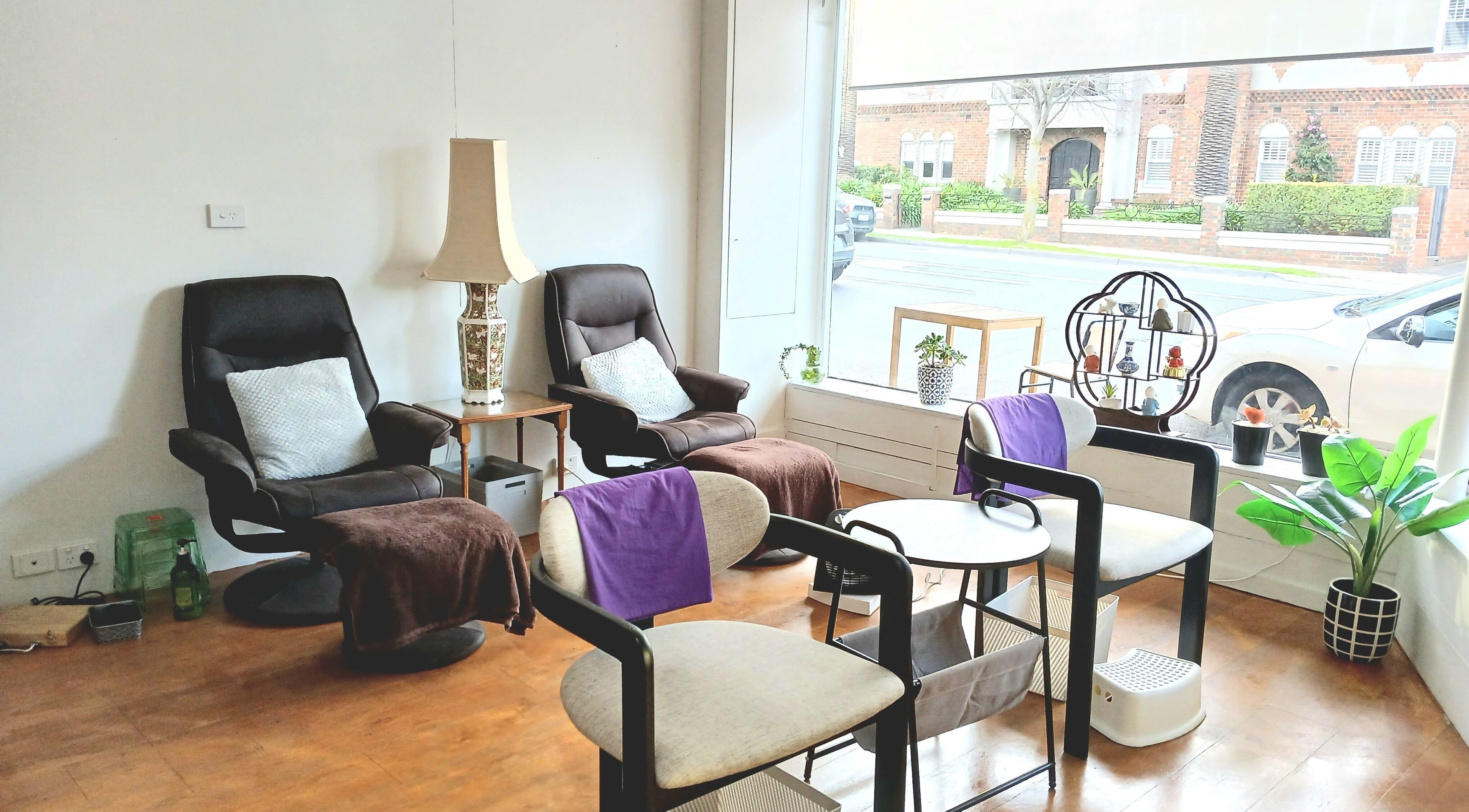 Relaxing chairs in Central Park Chinese Massage and Nails, Melbourne, Victoria, AU.