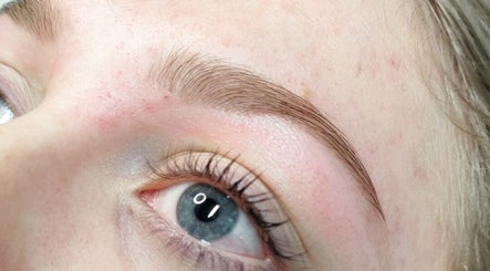 Close-up of perfectly shaped eyebrow at Sunset Tanning & Aesthetics, Mosgiel, Otago, NZ.
