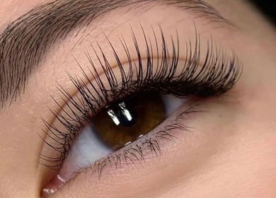 Close-up of eyelash extensions at The Lash Squad in Melbourne, Victoria, AU.