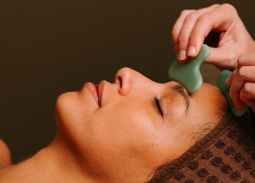 Facial gua sha at The Lash Squad, Melbourne, Victoria, AU enhances skin wellness and relaxation.