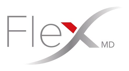 FlexMD logo in gray and red for Sydney Mobile Medispa, Kings Park, New South Wales, AU.