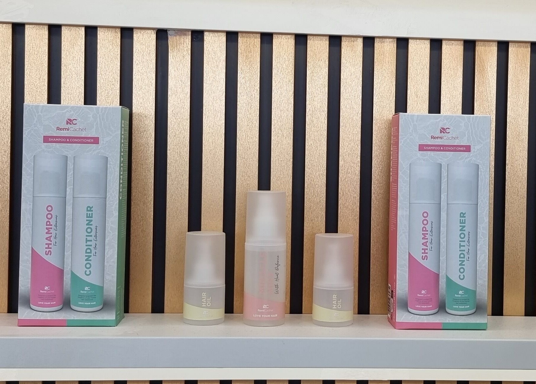 Beauty products displayed at HairArt_bydennileigh, Eccles, England, GB, showcasing premium hair care.