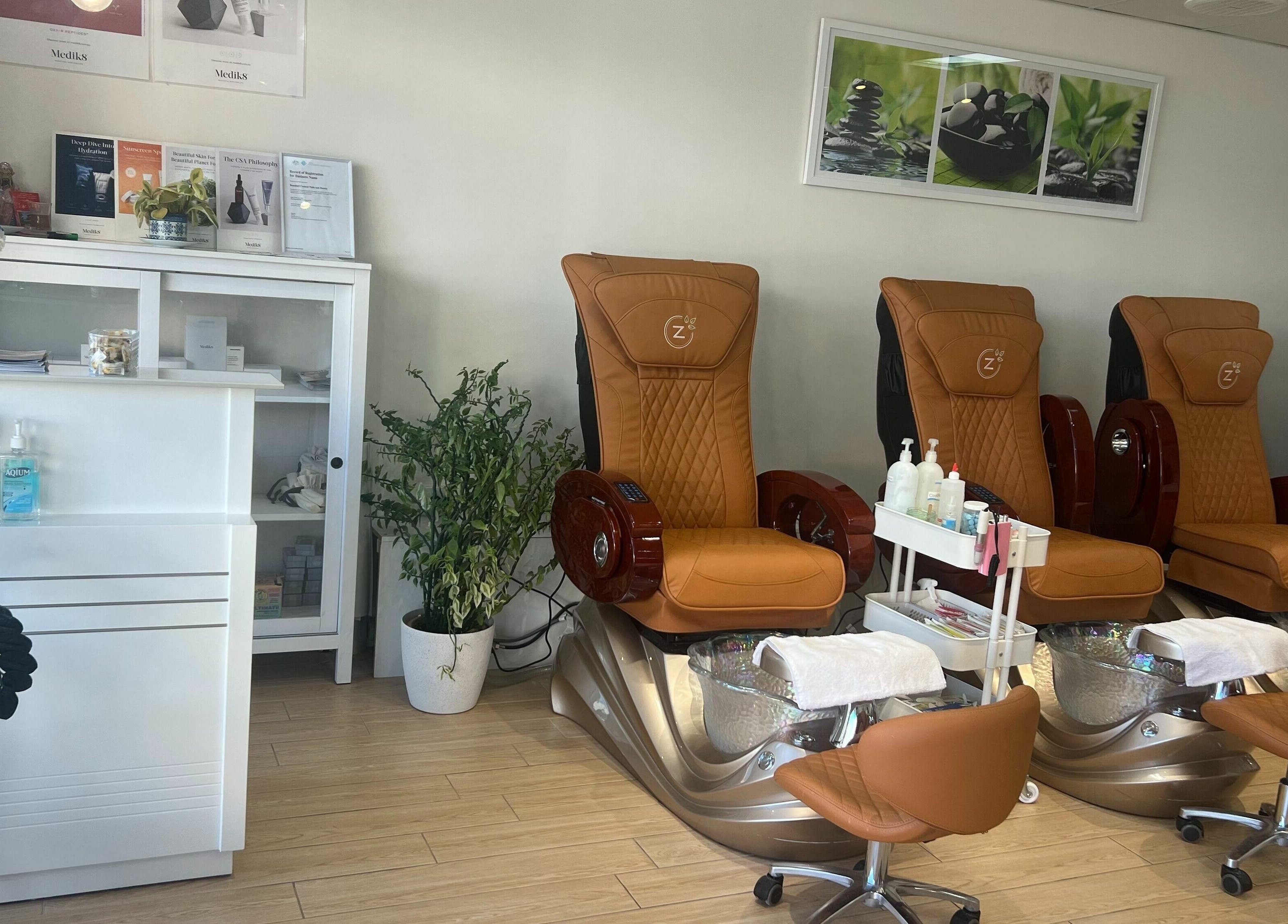 Luxury pedicure chairs at Beaufort central nails and beauty, Perth, Western Australia, AU, offering elegant spa services.