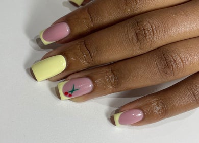 Pastel nails with pink and yellow at Glamorous nails by Jd, Midrand, Gauteng, ZA. Artistic flair in nail art.