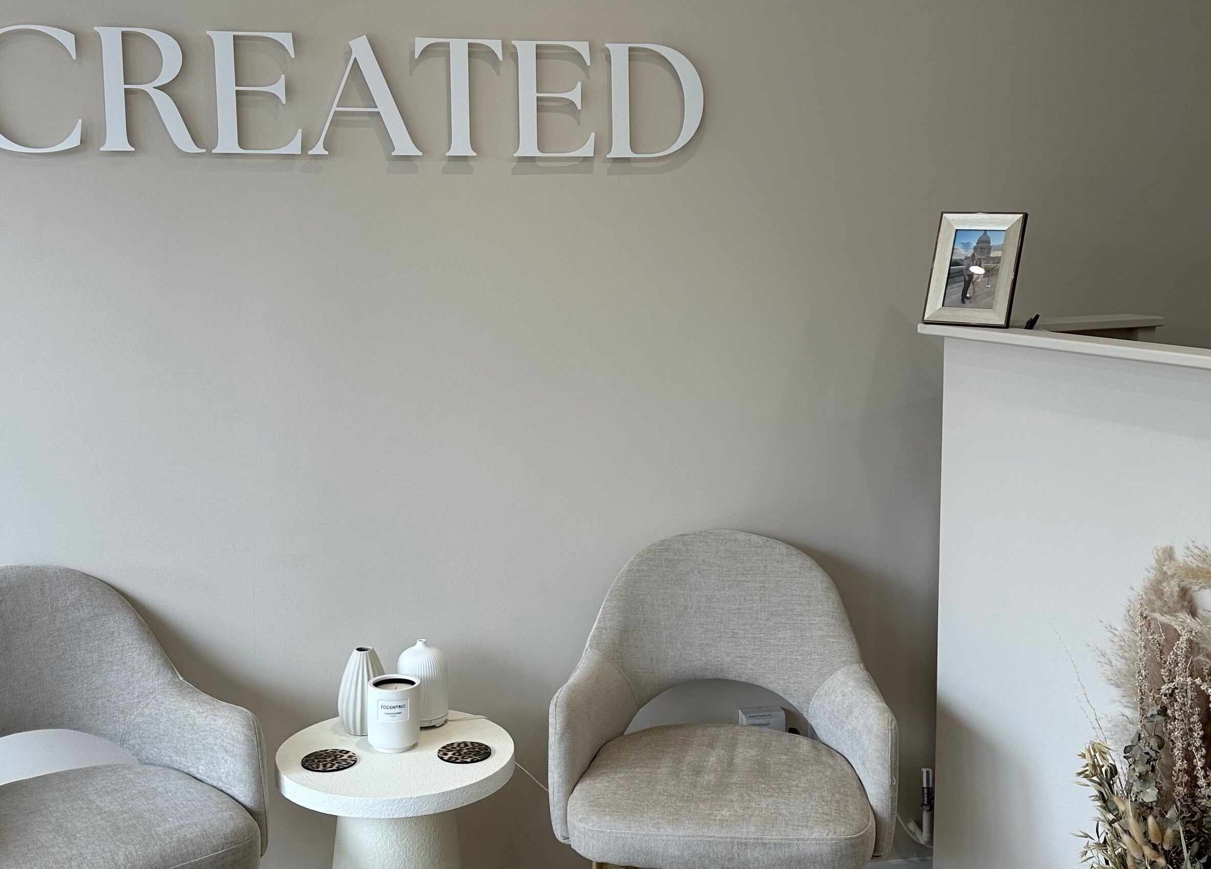 Stylish seating area at Created, Swinton, England, GB with elegant chairs and tasteful decor.