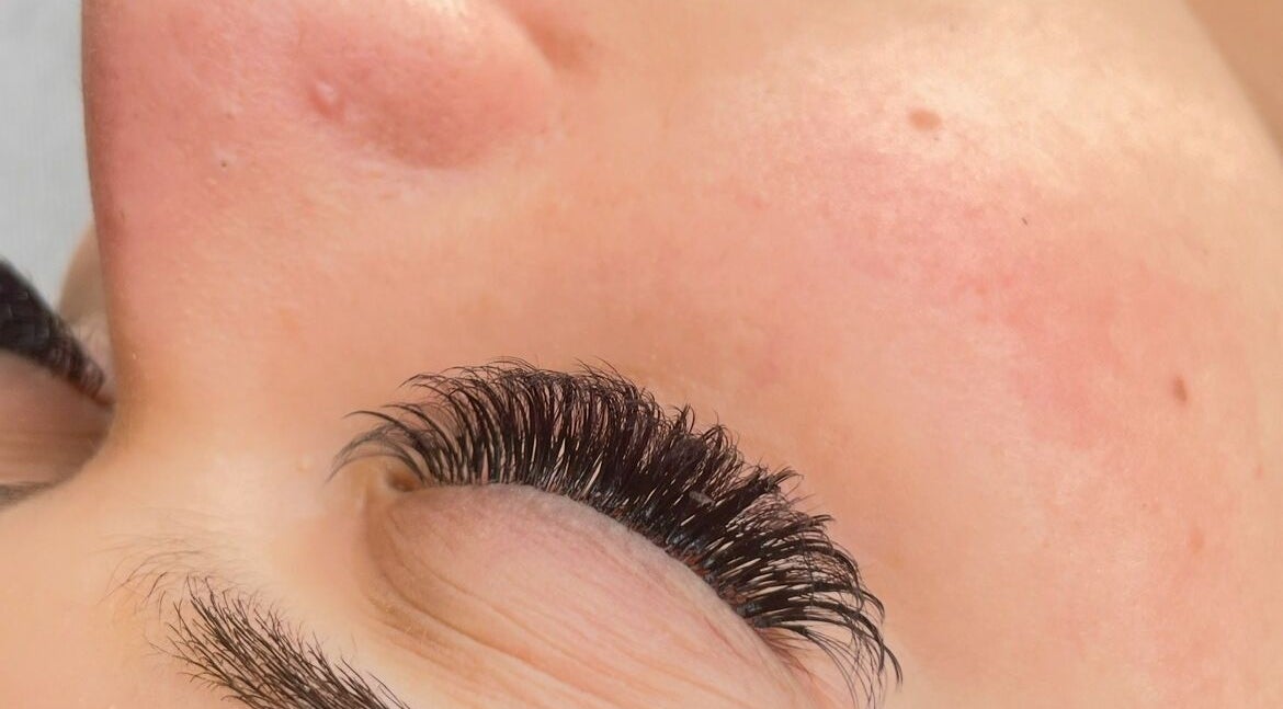 Close-up of eyelash extensions at Eyelashes Eris, Melbourne, Victoria, AU.