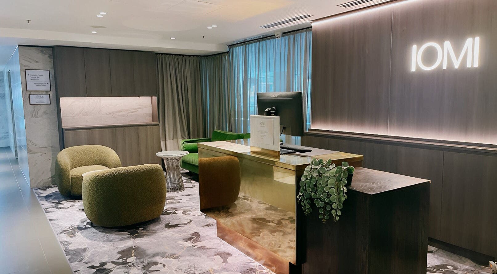 Welcoming lobby of IOMI Spa at Sheraton Hotel, Melbourne, Victoria, AU with modern decor.