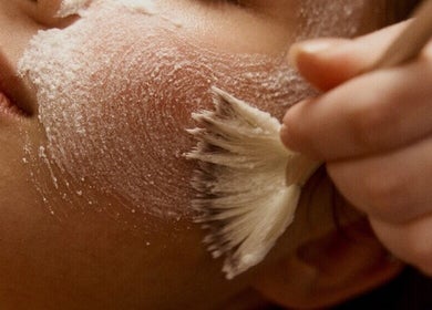 Facial scrub applied at Diversity Skin & Beauty Studio, Cwmbran, Wales, GB for radiant skin.