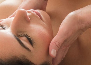 Relaxing facial massage at Le Body Space, Cochrane, Alberta, CA, enhancing inner peace and skin vitality.