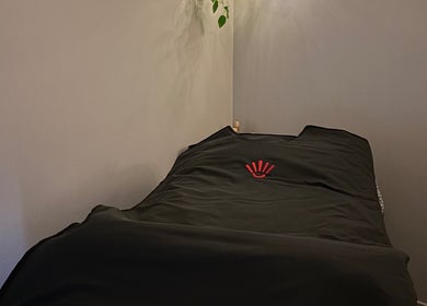 Relaxing massage bed at Le Body Space in Cochrane, Alberta, CA, offering tranquil wellness experiences.