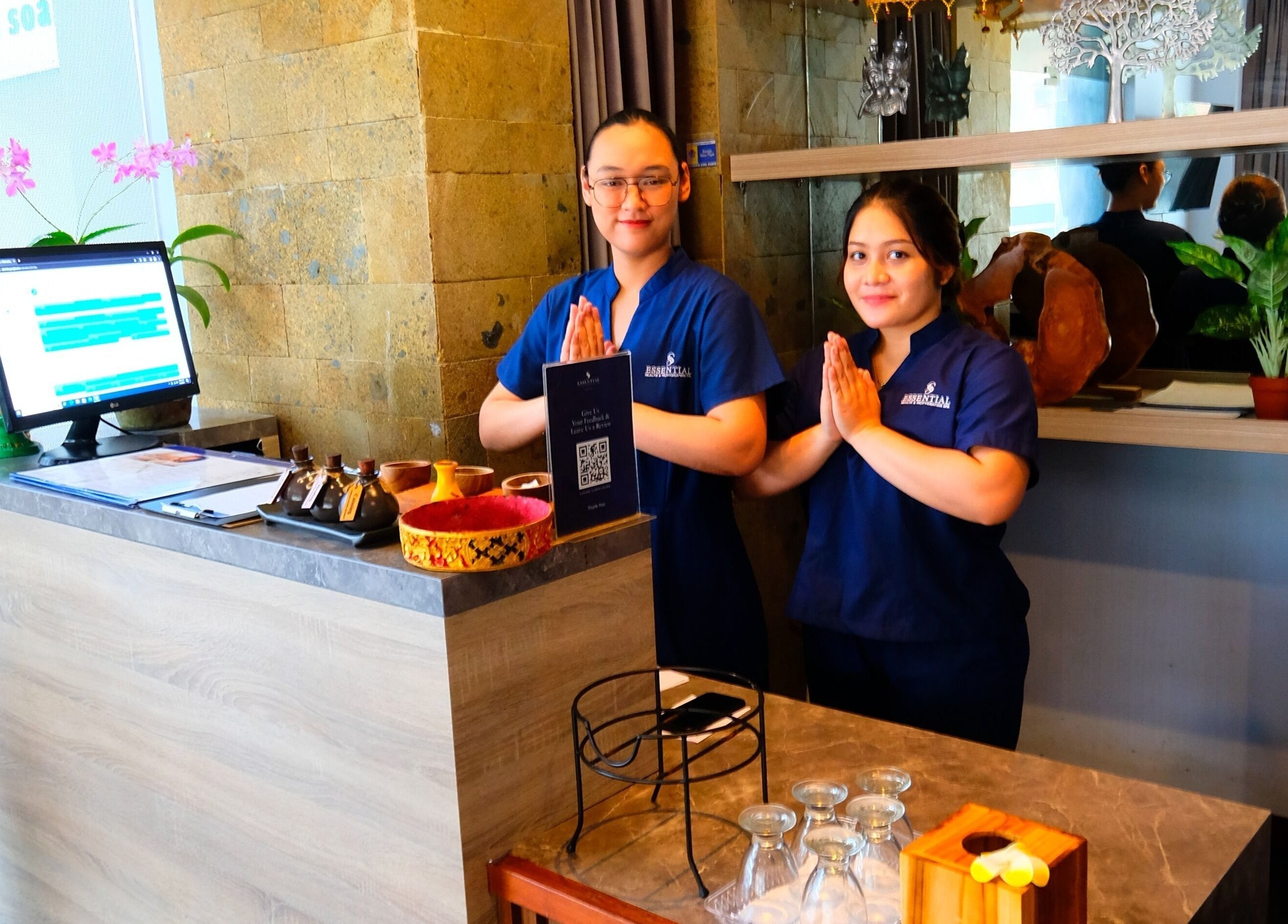 Staff greeting visitors at Essential Health & Rejuvenation Spa, Bali, Bali, ID, enhancing your spa experience.
