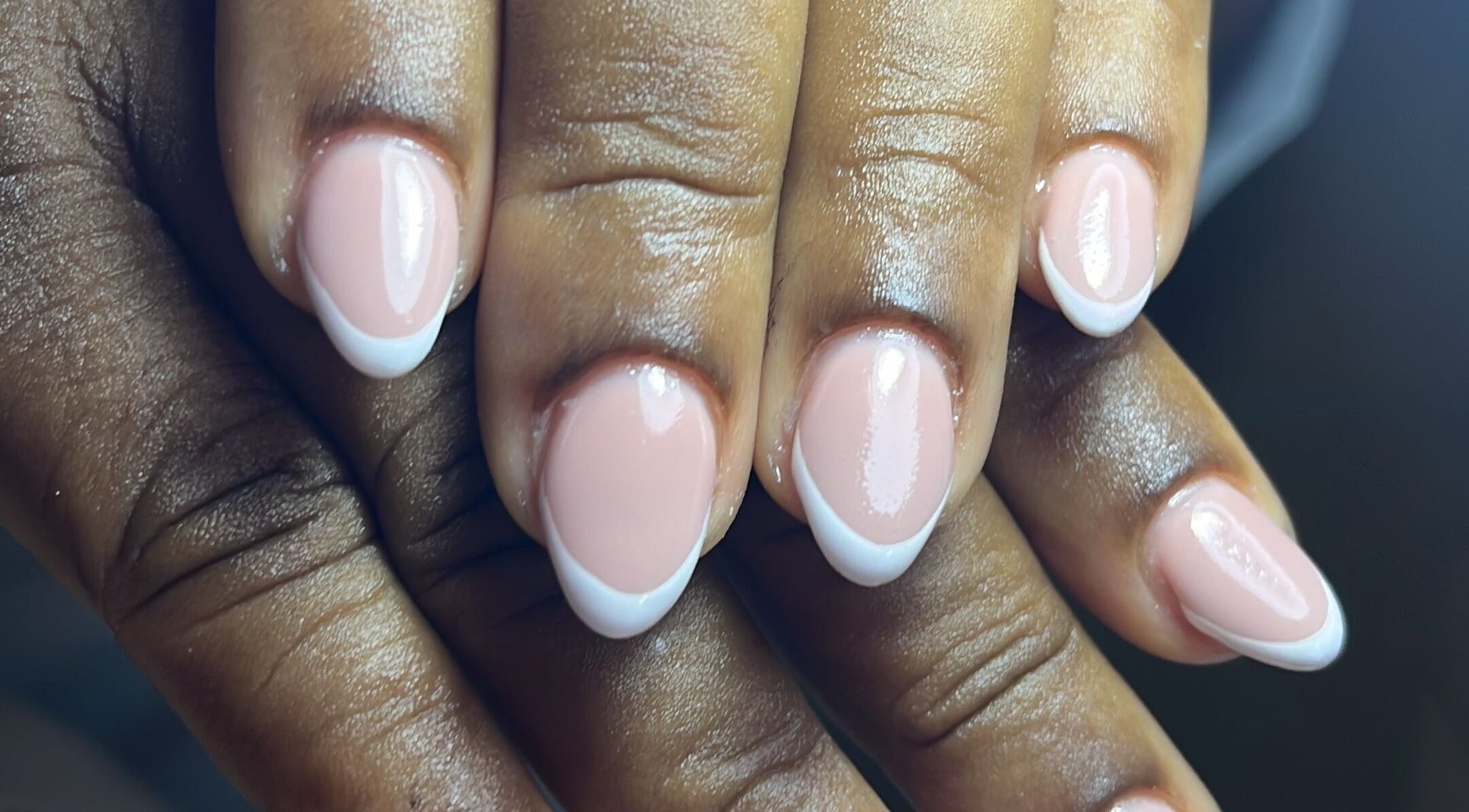 Elegant French manicure at nailsby courtney in Worcester, Western Cape, ZA. Classic pink with white tips.