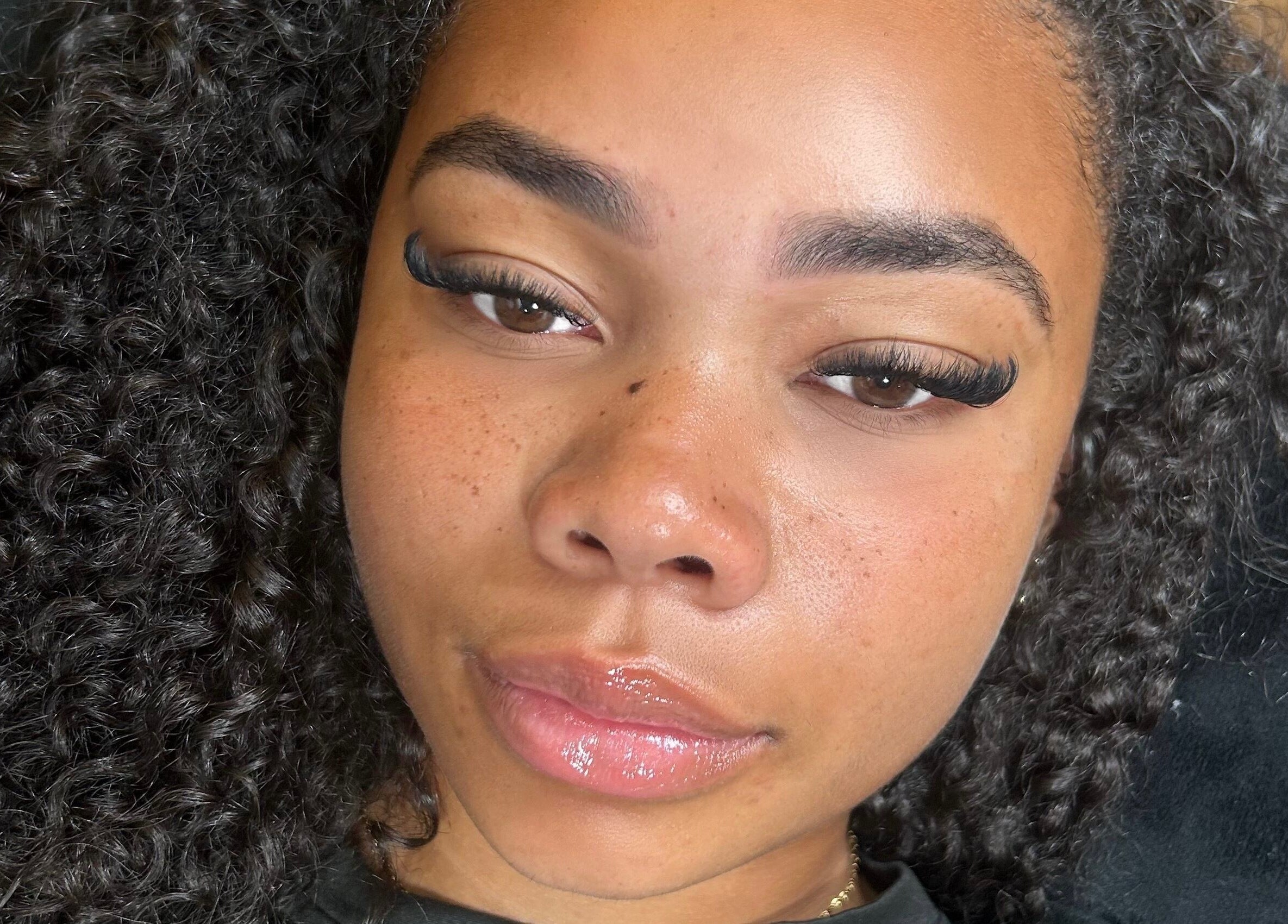 Close-up of eyelash extensions at Mfb Beauty, Harlow, England, GB showcasing detailed lash artistry.