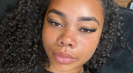 Close-up of eyelash extensions at Mfb Beauty, Harlow, England, GB showcasing detailed lash artistry.