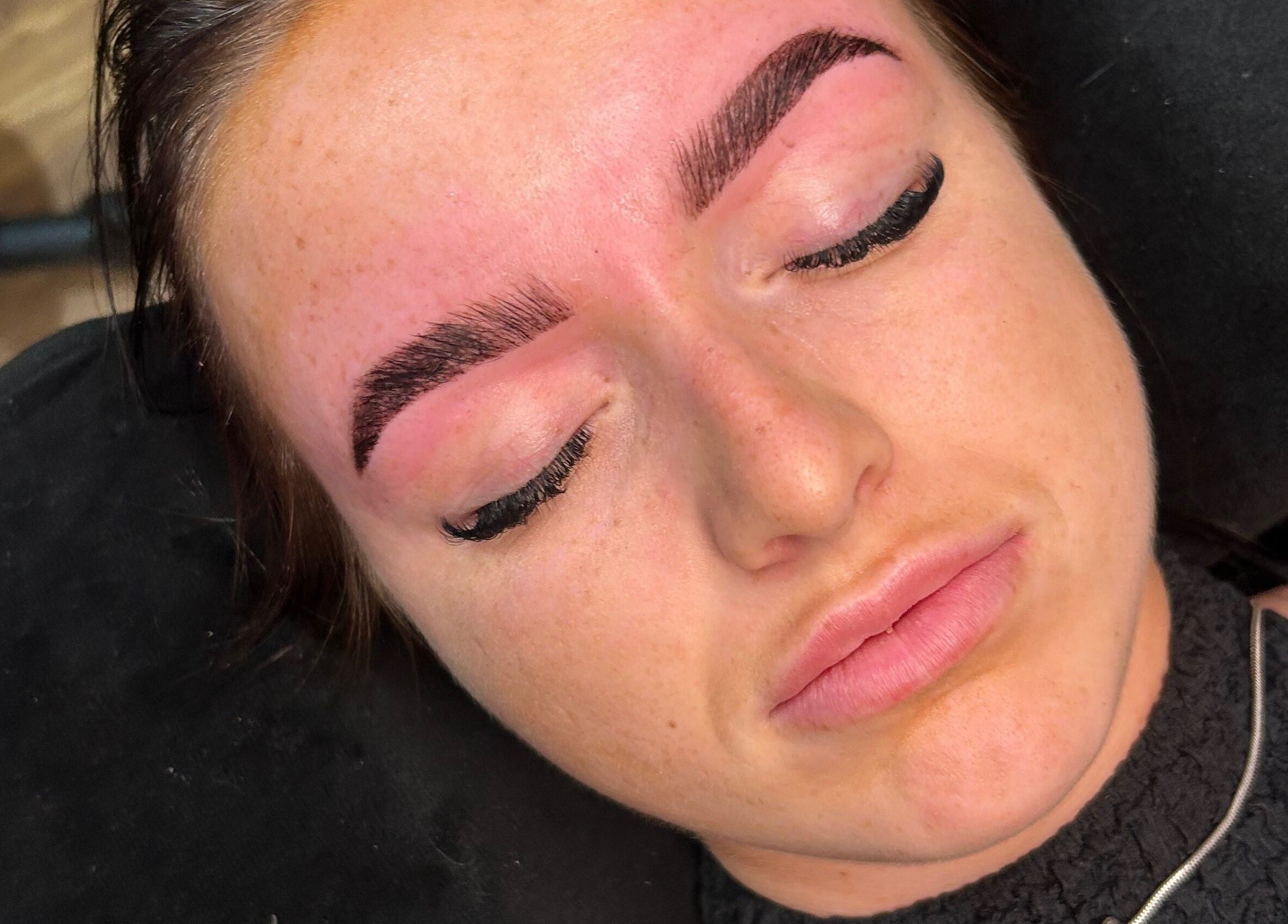 Close-up of well-defined brows at Mfb Beauty, Harlow, England, GB. Expert beauty services.