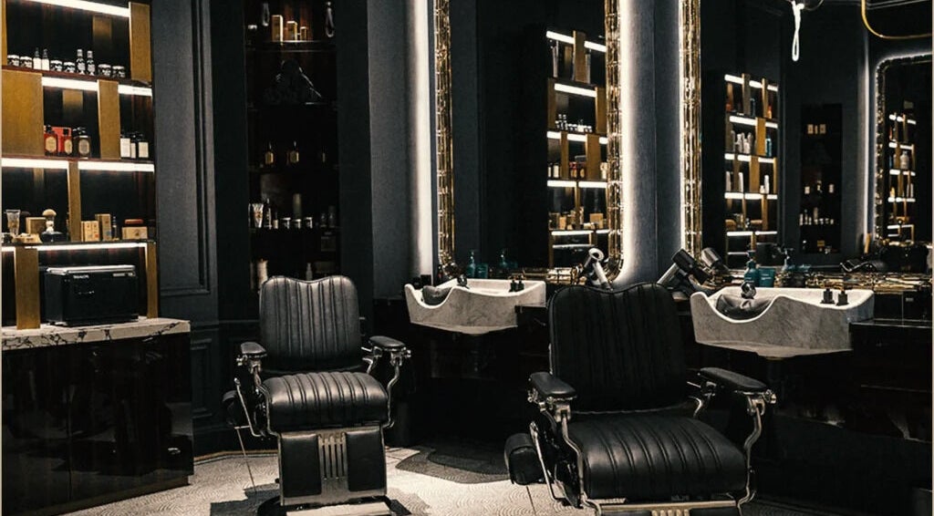 Vintage barber chairs at Verve Barbershop, Dubai, Dubai, AE, showcasing luxurious grooming setup.