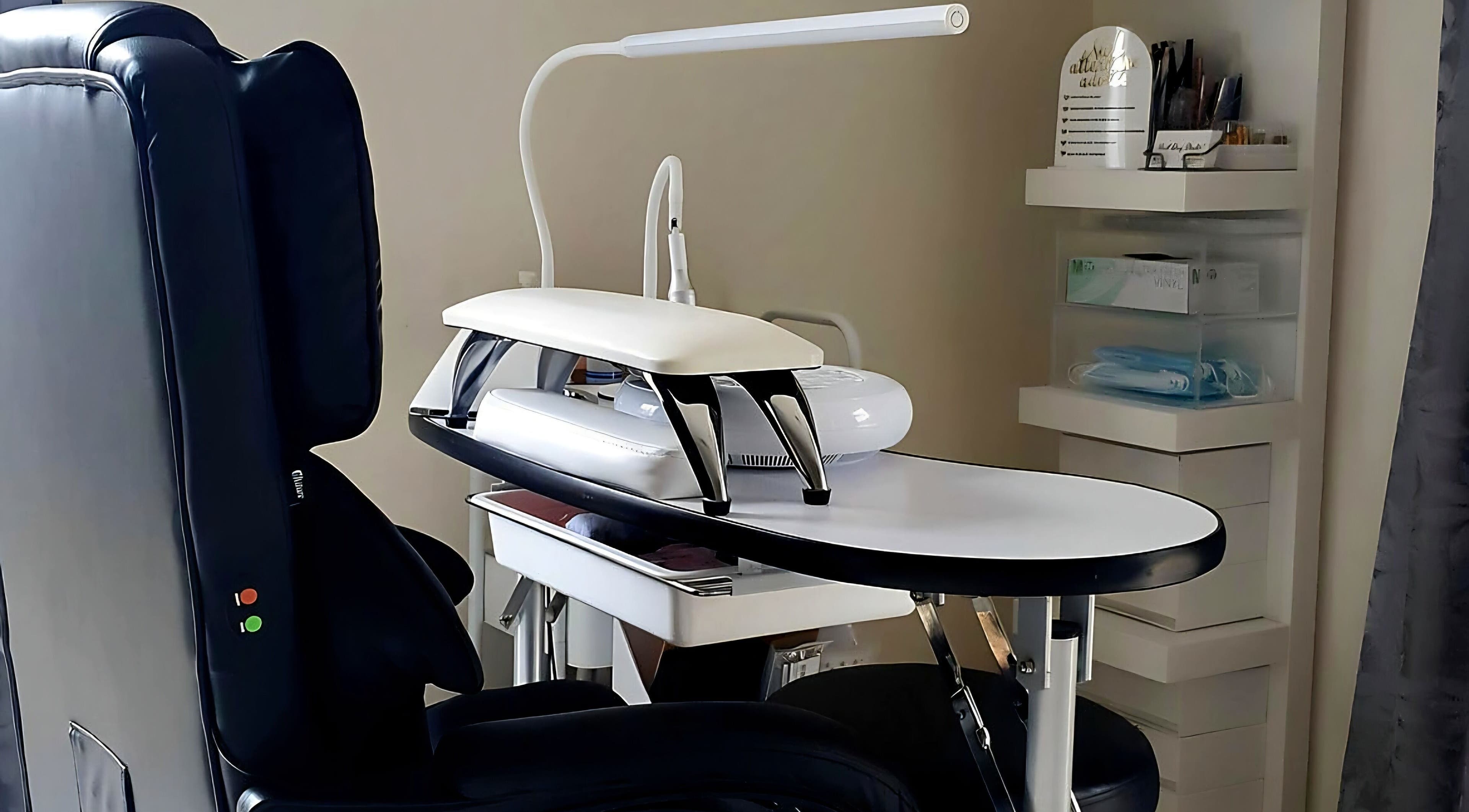 Nail station at Nail Day Studio in Karabar, New South Wales, AU, featuring a comfortable chair and modern tools.